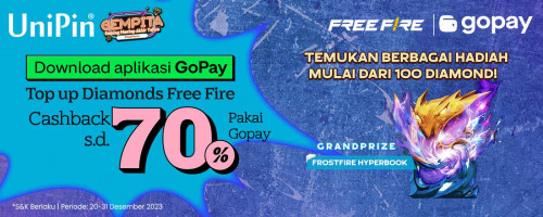 Top Up Diamonds Free Fire di UniPin Pakai GoPay Cashback hingga 10ribu & Temukan Berbagai Hadiah Mulai dari 100 Diamonds!